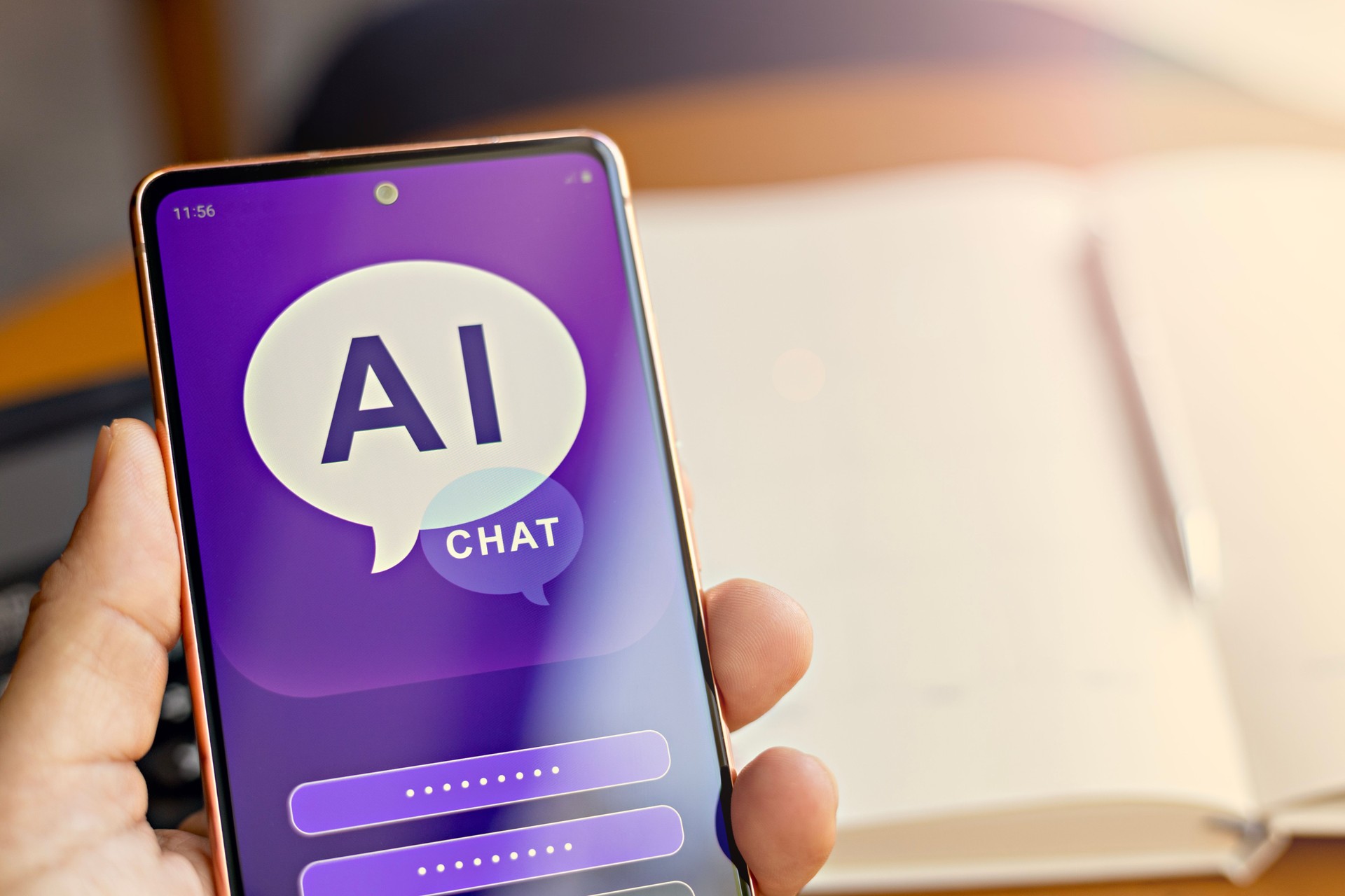 Close-up man using smartphone chatting with AI chatbot